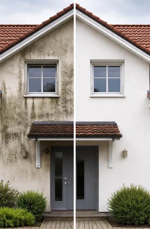 Gereinigte Hausfassade